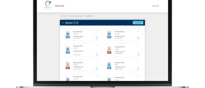 Base Solutions online document distribution portal shown on a laptop screen