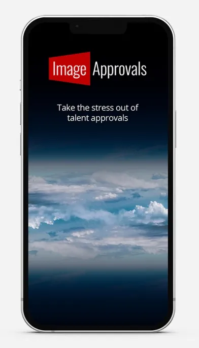 Image Approvals mobile app splash screen reading Take the stress out of talent approvals