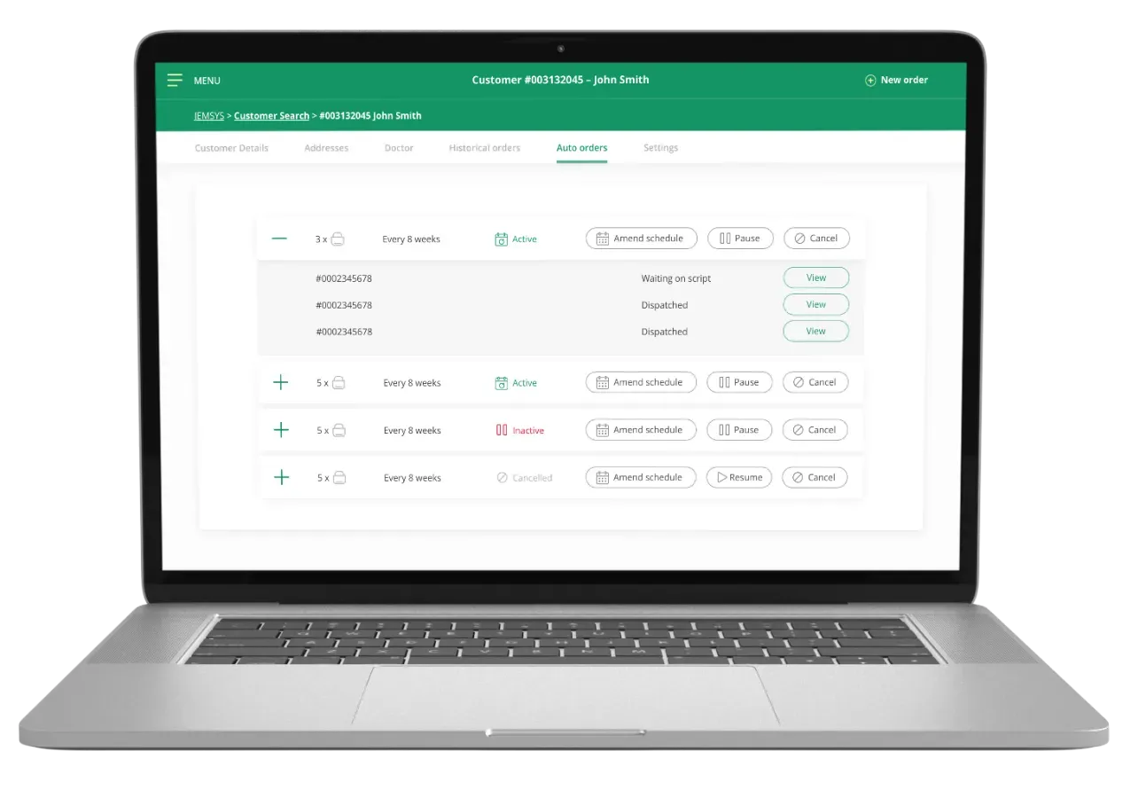 Jade-Euro-Med prescription and order management web portal for continence supplies