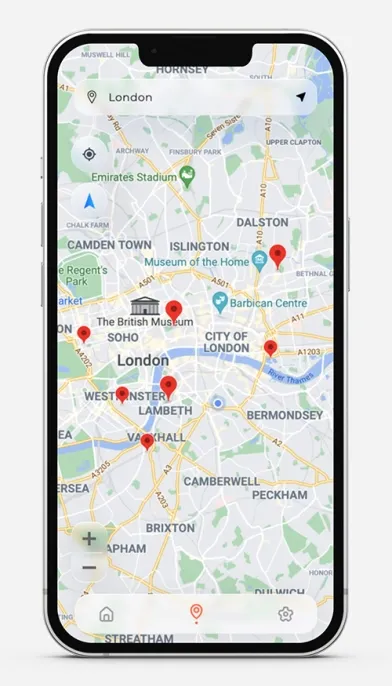 Live Like Loyalty React Native app showing nearby offer pins across a map of central London