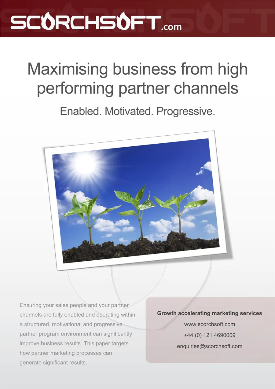 Cover of the Scorchsoft eGuide Maximising business from high performing partner channels