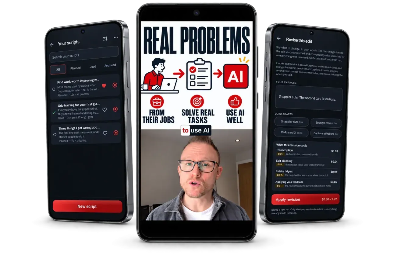 SpeakCut AI video editor Android app turning one take into a finished short